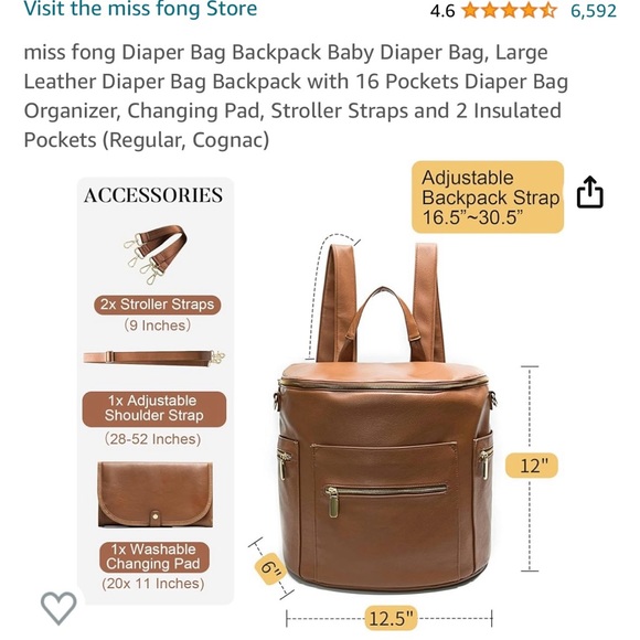 Miss fong bucket diaper bag in cognac - Picture 2 of 5
